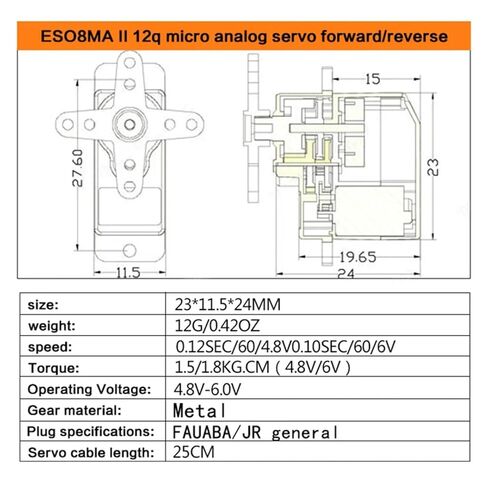 ES08MAII 12G ميتال جير للسيارة، القارب، RC هواية محاكاة مؤازرة (ES08MAII-8PC) in Kuwait
