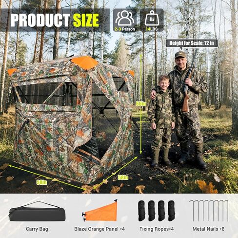Large Hunting Blind 270°See Through Ground Blind,3-4 Person Ground Camouflage Pop Up Duck Turkey Deer Hunting Blinds Tent in Saudi Arabia
