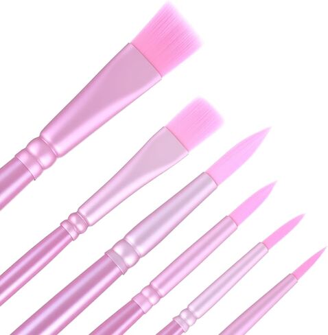 6 Pcs Paint Brushes, Acrylic Paint Brush for Acrylic Painting Watercolor Brushes Nylon Hair Brush for Oil Watercolor Canvases Rock Body Face Nail Miniature Detailing Drawing (Green) in Saudi Arabia