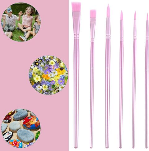 6 Pcs Paint Brushes, Acrylic Paint Brush for Acrylic Painting Watercolor Brushes Nylon Hair Brush for Oil Watercolor Canvases Rock Body Face Nail Miniature Detailing Drawing (Green) in Saudi Arabia
