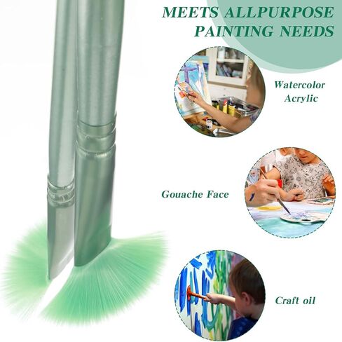 6 Pcs Paint Brushes, Acrylic Paint Brush for Acrylic Painting Watercolor Brushes Nylon Hair Brush for Oil Watercolor Canvases Rock Body Face Nail Miniature Detailing Drawing (Green) in Saudi Arabia