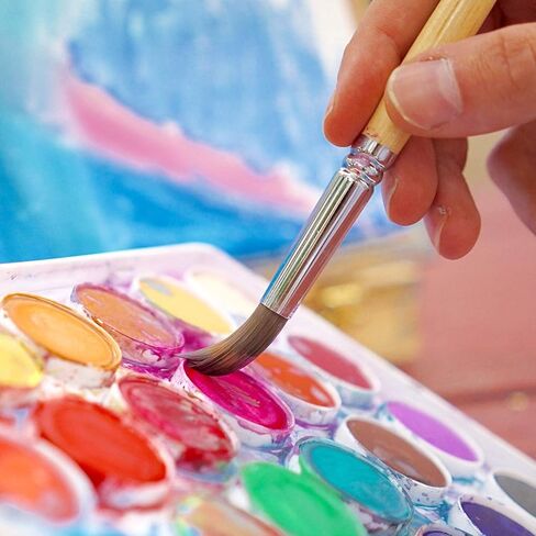 فرش ألوان مائية ديناميكية للرسم - مجموعة فرش طلاء ألوان مائية مستديرة مكونة من 9 قطع - حجم مقبض مريح - جودة فنية احترافية - مثالية للألوان المائية والأكريليك والغواش in Saudi Arabia