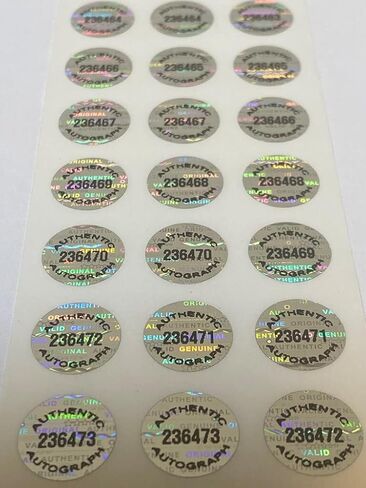 100 Authentic Autograph Bright Silver Hologram Tamper Evident High Security Labels Stickers (.5 Inch Round) in Saudi Arabia