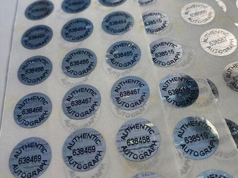 100 Authentic Autograph Bright Silver Hologram Tamper Evident High Security Labels Stickers (.5 Inch Round) in Saudi Arabia
