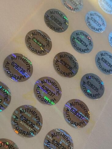 100 Authentic Autograph Bright Silver Hologram Tamper Evident High Security Labels Stickers (.5 Inch Round) in Saudi Arabia