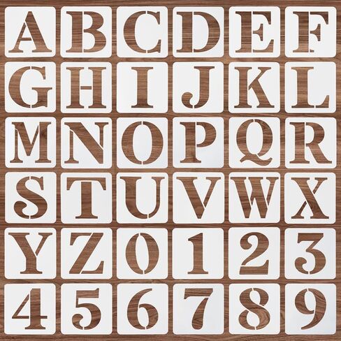 36 Pcs 5 Inch Reusable Letter and Number Stencils, PET Plastic Spray Painting Templates for Wall, Wood, Fabric, Craft DIY Decoration in Saudi Arabia