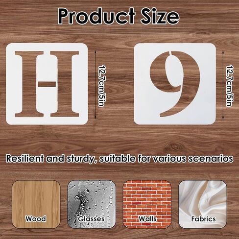 36 Pcs 5 Inch Reusable Letter and Number Stencils, PET Plastic Spray Painting Templates for Wall, Wood, Fabric, Craft DIY Decoration in Saudi Arabia