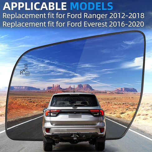 Driver Side Mirror Replacement for Ford Ranger 2012 2013 2014 2015 2016 2017 2018, Everest 2016-2020 - Left Side Mirror Glass, Rear View Mirrors Glass with Power Heated & Blind Spot in Saudi Arabia