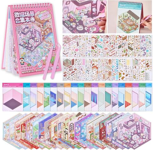 3D Sticker Scene Book for Adults, 20 Sets Miniature Scene DIY House Therapy Stickers Set, Room Sticker Books | Stress Relief | Home Decoration | Fun Christmas Gift Idea for Girls in Saudi Arabia