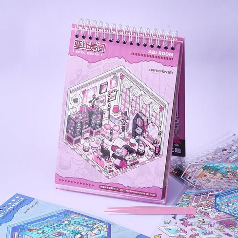 3D Sticker Scene Book for Adults, 20 Sets Miniature Scene DIY House Therapy Stickers Set, Room Sticker Books | Stress Relief | Home Decoration | Fun Christmas Gift Idea for Girls in Saudi Arabia
