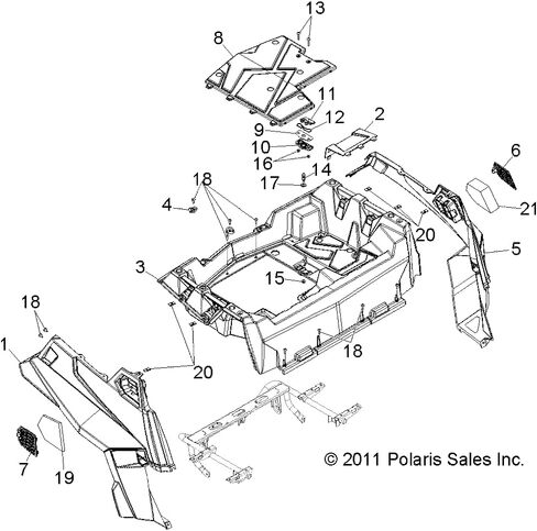 Polaris OEM LH Intake Cover Grill 2011-2014 RZR XP 900 RZR 4 5438798-070 in Saudi Arabia