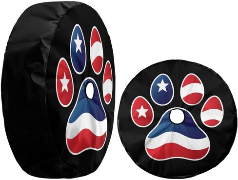 American Flag Dog Paw Spare Tire Cover with Backup Camera Hole Wheel Tire Cover Fit Trailer, RV, SUV and Many Vehicle 18inch in Saudi Arabia