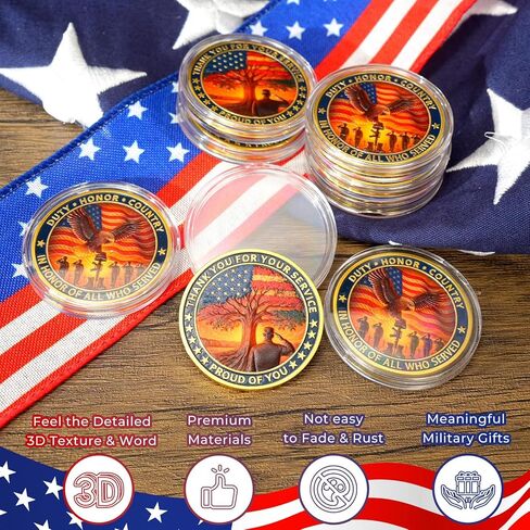 CHURYUML 24Pcs Military Veterans Challenge Coins Set - Thank You for Your Service Medallions, Veterans Day Gifts Military Appreciation Gifts for Men Women Army Soldiers in Honor of All Who Served in Saudi Arabia