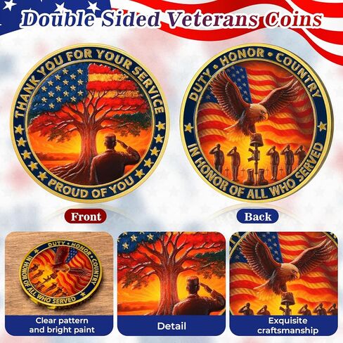 CHURYUML 24Pcs Military Veterans Challenge Coins Set - Thank You for Your Service Medallions, Veterans Day Gifts Military Appreciation Gifts for Men Women Army Soldiers in Honor of All Who Served in Saudi Arabia