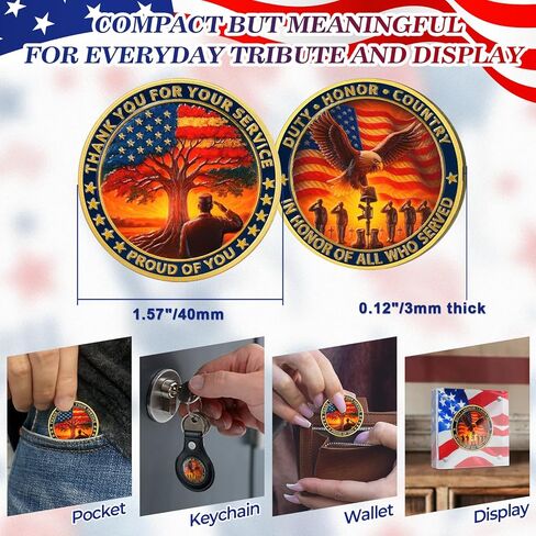 CHURYUML 24Pcs Military Veterans Challenge Coins Set - Thank You for Your Service Medallions, Veterans Day Gifts Military Appreciation Gifts for Men Women Army Soldiers in Honor of All Who Served in Saudi Arabia