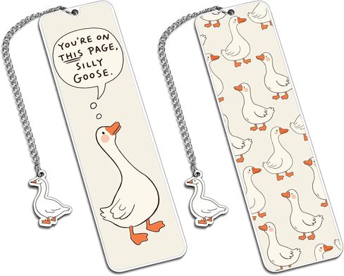 Green Stuff Cute Bookmarks for Women Girls Kids Silly Goose Metal Bookmark Funny Book Lovers Gifts for Readers Book Lovers Women Book Marks for Reading Womens Kid Girls Page Holders for Reading 2-Side in Saudi Arabia