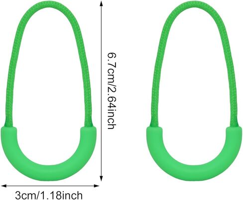 10PCS U Shape Green Zipper Pulls Nylon Cord Zipper Extension Replacement Tags for Jacket, Clothes, Backpacks, Luggage Bags, Tents in Saudi Arabia