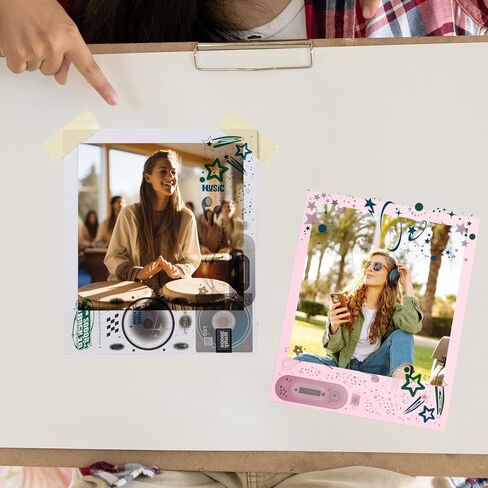 5 أوراق ملصقات ليزر ستار ديكو، مجموعة ملصقات CD Mp3، ملصقات كورية لطيفة كاواي ديكو لسكرابوكينغ DIY Diary Junk Journal لوازم القرطاسية (أسود، وردي) in Kuwait