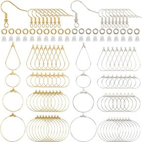 520pcs Gold Earring Beading Hoops Hoop Earrings Findings Brass Circle Round Golden Beaded Hoops Ear Nuts Findings Bulk for Jewelry Making Women DIY Accessories Components Supplies Kits in Saudi Arabia