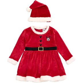 Disney Minnie Mouse Christmas Dress and Santa Hat Outfit Set Newborn to Big Kid Sizes (0-3 Months - 10-12) in Saudi Arabia