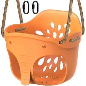 SELEWARE Hanging Wood Swing Seat Tree Swing for Kids, 100% Polyester Weather Proof Rope Heavy Duty Steel Tubing Structure Backyard Swing Set Replacement in Kuwait