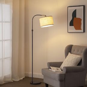 EDISHINE Arched Floor Lamps for Living Room, Standing Tall Arc Lamp with Adjustable Linen Shade, Minimalist Reading Light for Corner, Over Couch Arched Lamp for Bedroom, Office, Kids Room, Bronze in Kuwait