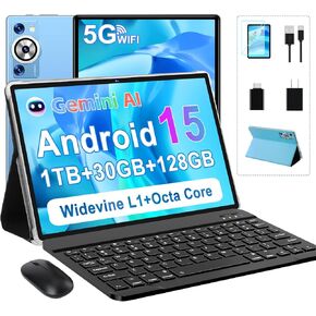 تابلت Android 14 مقاس 10.1 بوصة بقدرة 8000 مللي أمبير في الساعة مع ذاكرة وصول عشوائي سعتها 22 جيجابايت وذاكرة تخزين داخلية 128 جيجابايت وسعة 1 تيرابايت قابلة للتوسيع، تابلت ثماني النواة عالي الدقة يعمل باللمس مع لوحة مفاتيح وماوس ودعم Widevine L1 وشاشة مق in Saudi Arabia