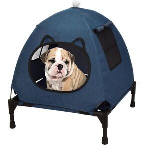 سرير الحيوانات الأليفة المرتفع من بوزيكو مع شبكة مسامية للقطط والكلاب الصغيرة، سرير الحيوانات الأليفة المرتفع للتبريد للجرو والكيتي، مقاس 18.9 × 18.9 بوصة (سرير أسود) in Kuwait