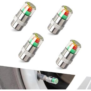4 PCS Car Tire Pressure Monitor Valve Stem Caps, 2.4Bar 36PSI Tire Pressure Monitor Sensor Indicator, 3 Color Eye Alert Tire Pressure Monitor Valve Caps with Pressure Gauge in Saudi Arabia
