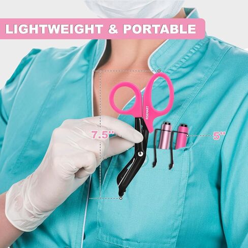 Bandage Scissors and Pen Light for Nurse - Trauma Shears Medical Scissors 7.5" Surgical Scissors,Medical LED Penlights with Pupil Gauge for Nurse, Doctors, Nursing Students in Kuwait