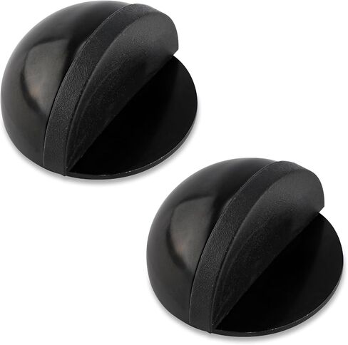 2pcs Floor Door Stopper, No-Drill Adhesive Door Stopper for Bottom of Door Stainless Steel Half Dome Rubber Bumper Doorstop Wall Protector for Living Room, Bedroom, Bathroom, Office (Black) in Saudi Arabia