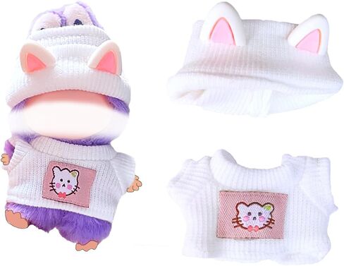 10cm (3.9 Inch) Doll Clothes Set - Knitted Sweater & Animal Ear Hat Outfit, Clothing & Accessories for Pin for Love Series, Blind Box Dolls & Bag Keychain Charms (Brown) in Saudi Arabia