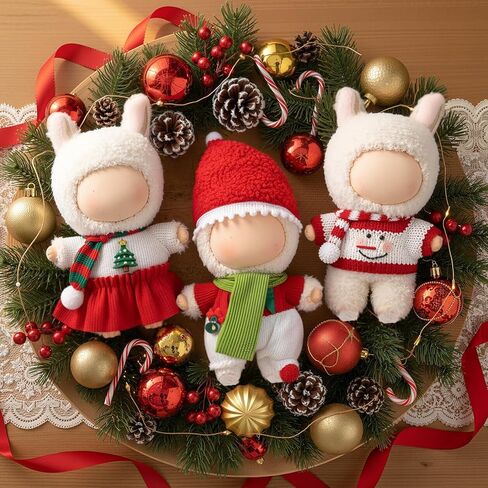 3 Sets Christmas 17cm Doll Clothes Outfits Doll Costume Winter Holiday Accessories Suit Cute Stylish Dress up Set for Xmas Festive Party Favors Decoration Gifts in Saudi Arabia