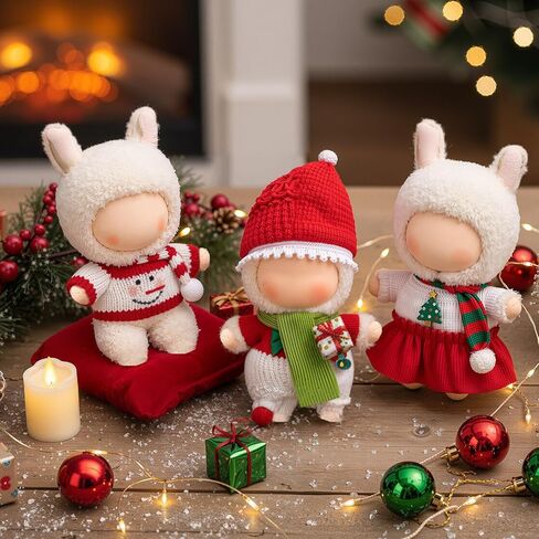 3 Sets Christmas 17cm Doll Clothes Outfits Doll Costume Winter Holiday Accessories Suit Cute Stylish Dress up Set for Xmas Festive Party Favors Decoration Gifts in Saudi Arabia