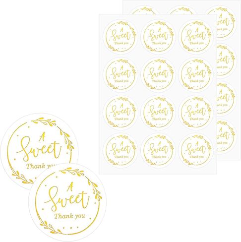 300 Pcs Gold Thank You Sticker, A Sweet Thank You Stickers 1.4in Thanks Gift Stickers Self-Adhesive Gold Foil Thanks Labels for Wedding Birthday Baby Shower Favors Gift Wrapping Envelope Seal in Saudi Arabia