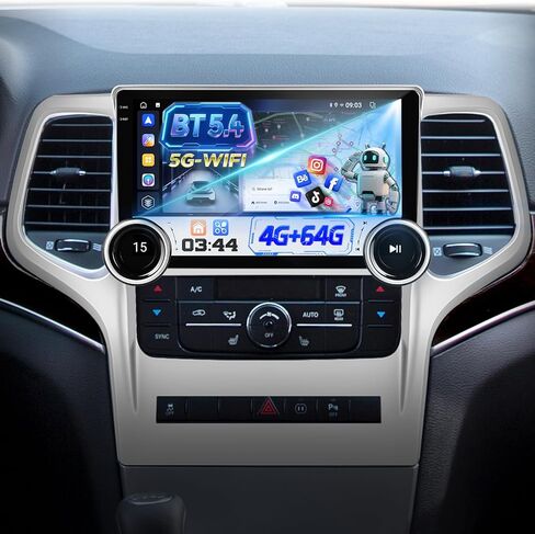 8-Core Android 13 Car Stereo for Jeep Grand Cherokee 2008 2019 2020 2011 2012 2013 with DSP+32EQ - 2+64G 9 inch IPS Touchscreen Radio - Wireless Carplay/Android Auto/WiFi/SWC + AHD Backup Camera + Mic in Kuwait