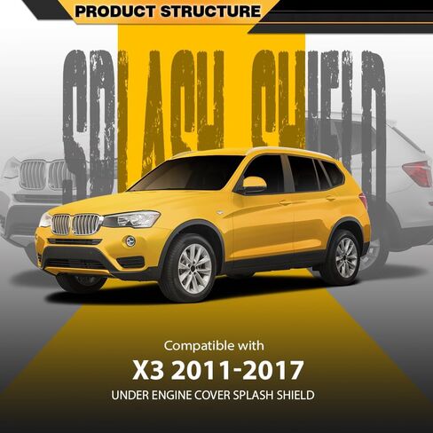 تحت غطاء المحرك Splash Rust Shield متوافق مع 2011 2012 2013 2014 2015 2016 2017 BMW X3 28i 28d 35i 51757213662، 51-75-7-213-662، 51757378820 أسود in Saudi Arabia