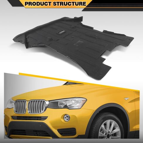 تحت غطاء المحرك Splash Rust Shield متوافق مع 2011 2012 2013 2014 2015 2016 2017 BMW X3 28i 28d 35i 51757213662، 51-75-7-213-662، 51757378820 أسود in Saudi Arabia