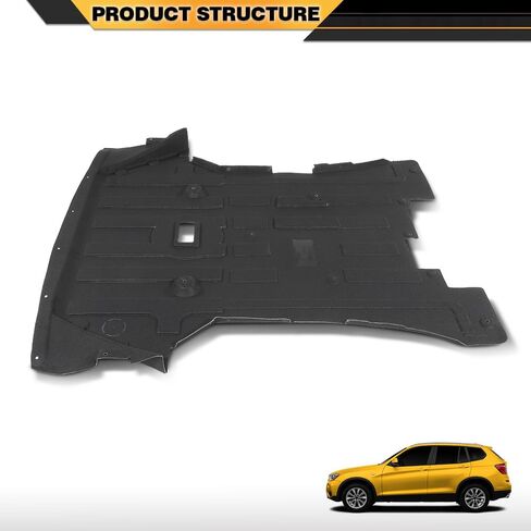 تحت غطاء المحرك Splash Rust Shield متوافق مع 2011 2012 2013 2014 2015 2016 2017 BMW X3 28i 28d 35i 51757213662، 51-75-7-213-662، 51757378820 أسود in Saudi Arabia