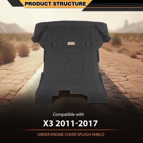 تحت غطاء المحرك Splash Rust Shield متوافق مع 2011 2012 2013 2014 2015 2016 2017 BMW X3 28i 28d 35i 51757213662، 51-75-7-213-662، 51757378820 أسود in Saudi Arabia