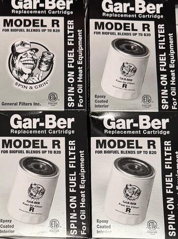 Four Pack - General Filters Model R Gar-Ber Replacement Cartridge, Spin-On Fuel Oil Filter for Biofuel Blends Up to B20 General Filter 2605 "R" Spin-On Oil Filter Easy Change for Oil Fuel Filtration in Saudi Arabia