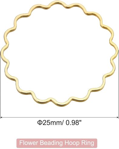 Flower Earring Beading Hoop Rings, Open Bezel Linking Ring 25mm/ 0.98" Gold Earring Finding Link Ring for Jewelry Making, Pack of 50 in Saudi Arabia