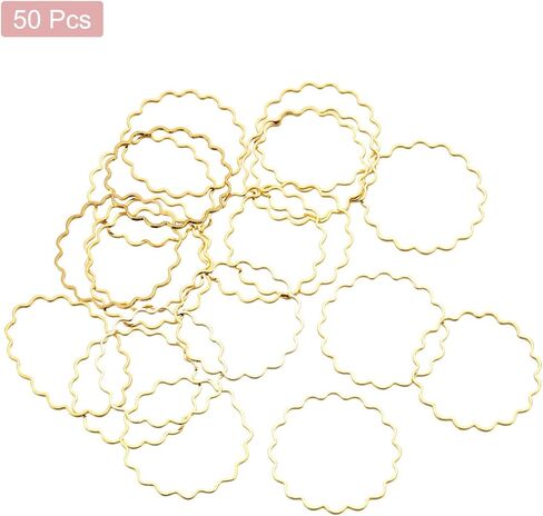 Flower Earring Beading Hoop Rings, Open Bezel Linking Ring 25mm/ 0.98" Gold Earring Finding Link Ring for Jewelry Making, Pack of 50 in Saudi Arabia