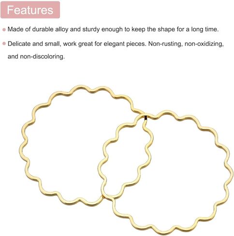 Flower Earring Beading Hoop Rings, Open Bezel Linking Ring 25mm/ 0.98" Gold Earring Finding Link Ring for Jewelry Making, Pack of 50 in Saudi Arabia