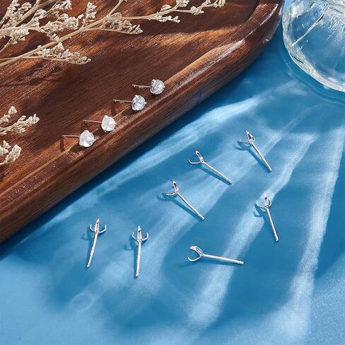 UNICRAFTALE 6Pairs 925 Sterling Silver Prong Earrings Setting Stud Earring Findings Metal Blanks Claw Earring with Polishing Cloth and Ear Nuts for Jewelry Making in Saudi Arabia