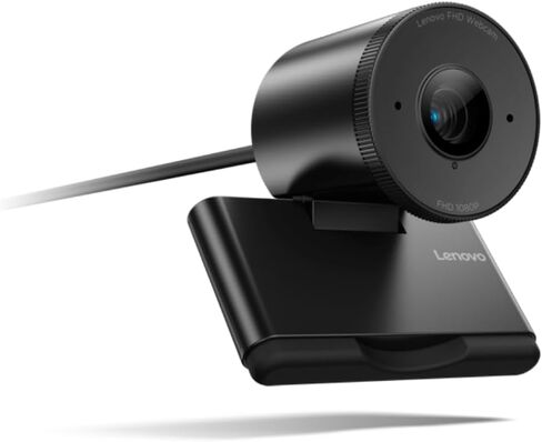 كاميرا ويب Lenovo Essential Full HD 1080P، ميكروفون مزدوج، بدون محرك 1.8 متر USB 2.0، زاوية واسعة، تحكم بالإمالة، دوران 360 درجة، أسود in Kuwait
