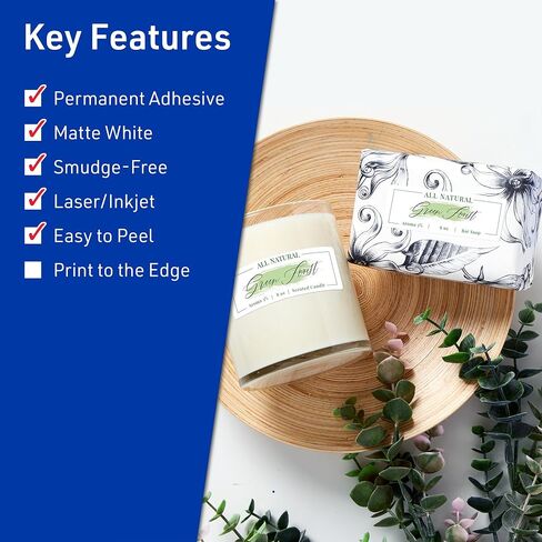 Avery TrueBlock Matte White Rectangle Labels, Sure Feed Technology, 1" x 4", 200 Matte White Labels, Laser/Inkjet Printable, Great for Packaging and Product Merchandising in Saudi Arabia