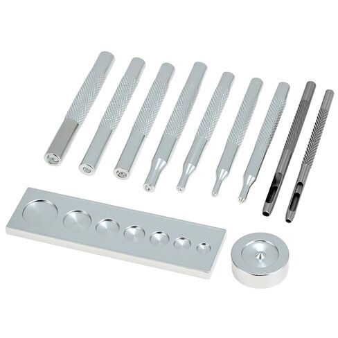 QWORK Craft Tool Die Punch Snap Kit برشام مع قاعدة، هيكل معدني صلب، مقابض طويلة جدًا، ثقب متعدد الأحجام وقاعدة ضبط عالمية in Saudi Arabia
