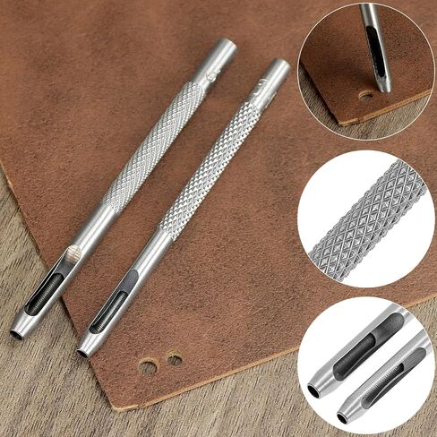 QWORK Craft Tool Die Punch Snap Kit برشام مع قاعدة، هيكل معدني صلب، مقابض طويلة جدًا، ثقب متعدد الأحجام وقاعدة ضبط عالمية in Saudi Arabia