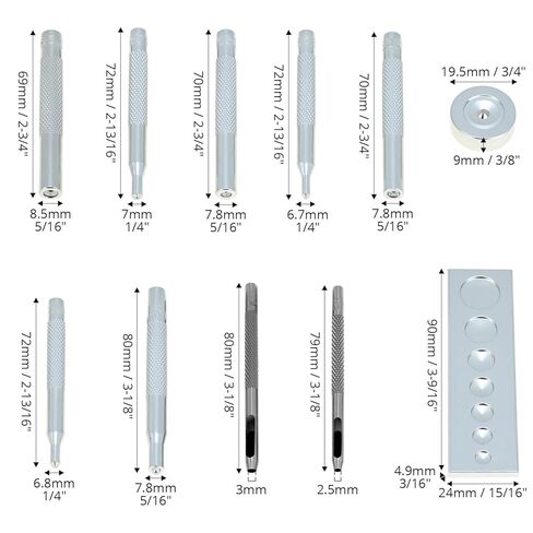 QWORK Craft Tool Die Punch Snap Kit برشام مع قاعدة، هيكل معدني صلب، مقابض طويلة جدًا، ثقب متعدد الأحجام وقاعدة ضبط عالمية in Saudi Arabia